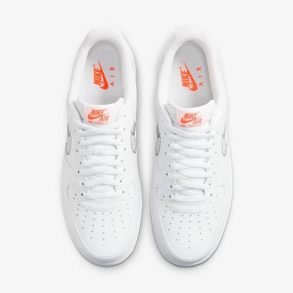 Nike Air Force 1 07 Sneakers Herre Hvide Orange Platin Sort | NK493IMW
