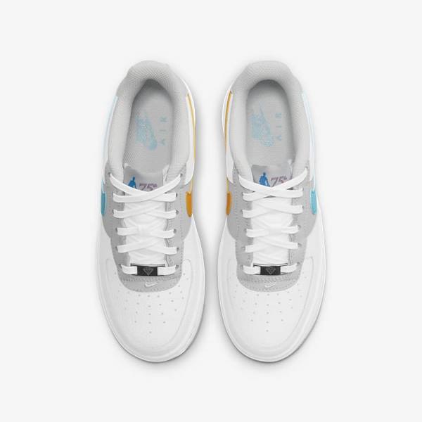 Nike Air Force 1 EMB Older Sneakers Børn Hvide Grå Turkis Blå | NK935GDL