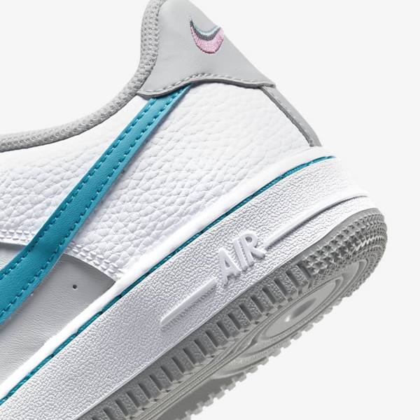 Nike Air Force 1 EMB Older Sneakers Børn Hvide Grå Turkis Blå | NK935GDL