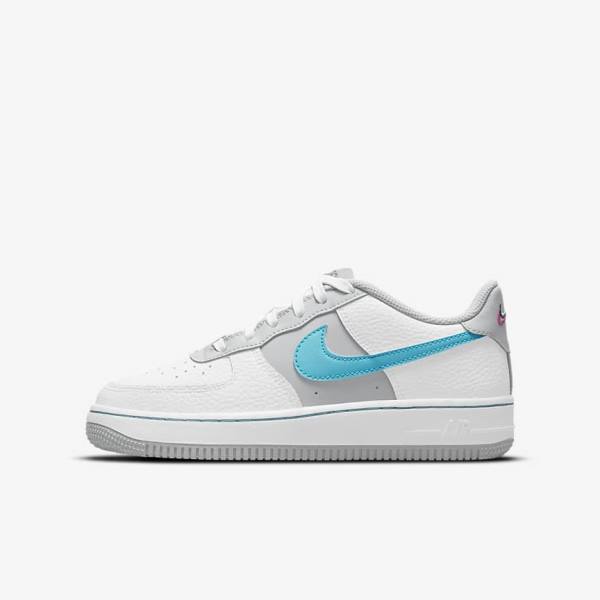 Nike Air Force 1 EMB Older Sneakers Børn Hvide Grå Turkis Blå | NK935GDL