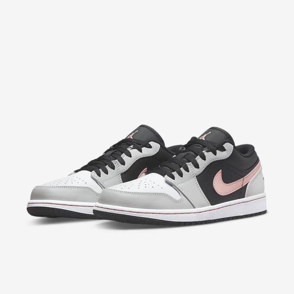 Nike Air Jordan 1 Low Sneakers Herre Sort Grå Hvide Koral | NK165VHU