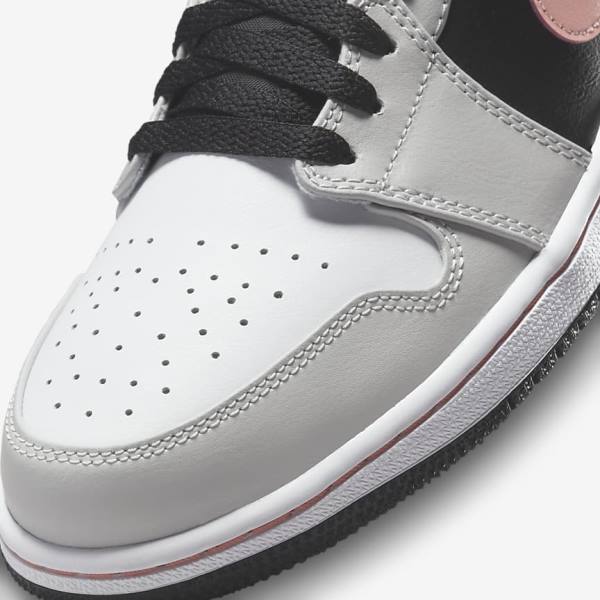 Nike Air Jordan 1 Low Sneakers Herre Sort Grå Hvide Koral | NK165VHU
