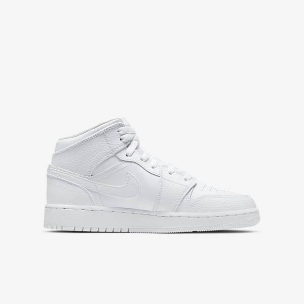 Nike Air Jordan 1 Mid Older Sneakers Børn Hvide | NK036BEY