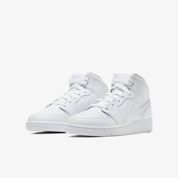 Nike Air Jordan 1 Mid Older Sneakers Børn Hvide | NK036BEY