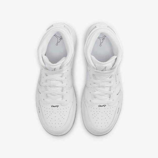 Nike Air Jordan 1 Mid Older Sneakers Børn Hvide Sort | NK075KYE