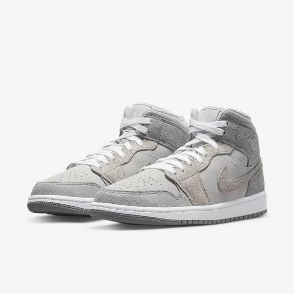 Nike Air Jordan 1 Mid SE Jordan Sko Dame Grå Hvide Grå | NK036GJN