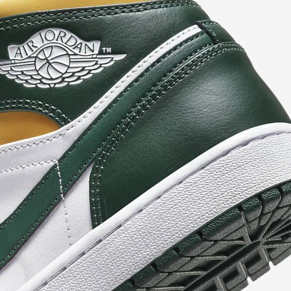 Nike Air Jordan 1 Mid Sneakers Herre Grøn Hvide | NK921CEG