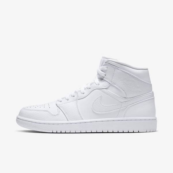 Nike Air Jordan 1 Mid Sneakers Herre Hvide | NK396DCQ