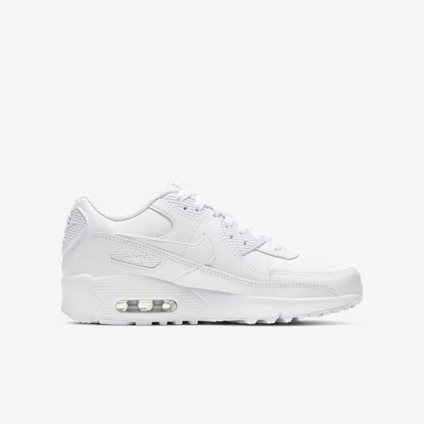 Nike Air Max 90 LTR Older Sneakers Børn Hvide Metal Sølv Hvide | NK397PQH