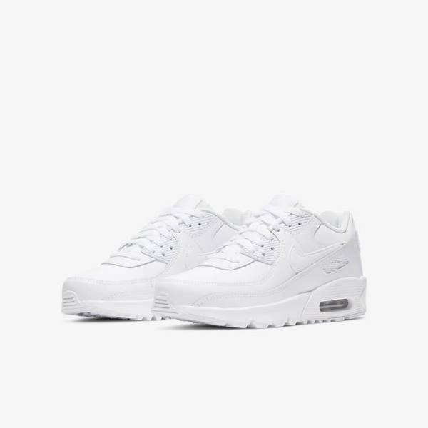 Nike Air Max 90 LTR Older Sneakers Børn Hvide Metal Sølv Hvide | NK397PQH