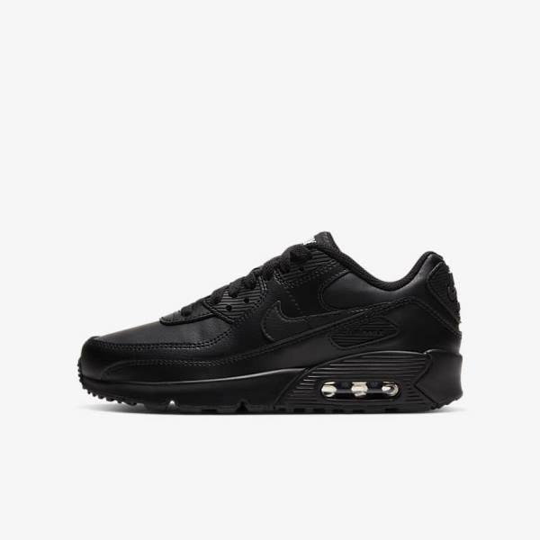 Nike Air Max 90 LTR Older Sneakers Børn Sort Hvide | NK704OKN