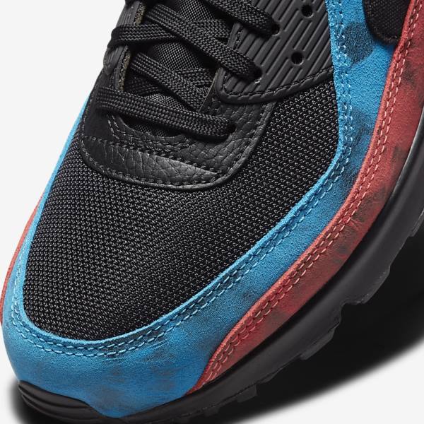 Nike Air Max 90 Sneakers Herre Sort Blå Rød Hvide | NK351FVO