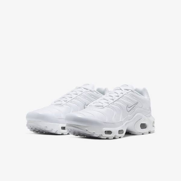 Nike Air Max Plus Older Sneakers Børn Hvide Metal Sølv Hvide | NK092LDV