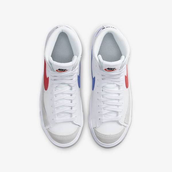 Nike Blazer Mid 77 Older Sneakers Børn Hvide Blå Sort Rød | NK580SXB