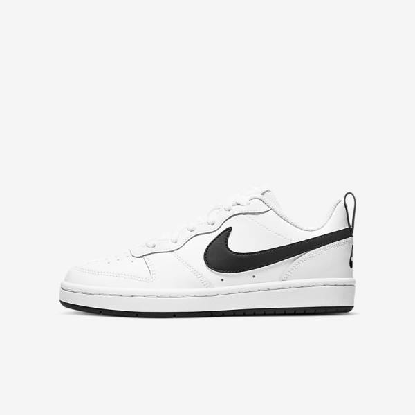 Nike Court Borough Low 2 Older Sneakers Børn Hvide Sort | NK563SBY