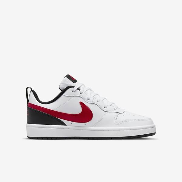 Nike Court Borough Low 2 Older Sneakers Børn Hvide Sort Rød | NK796XYG