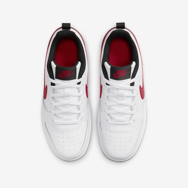 Nike Court Borough Low 2 Older Sneakers Børn Hvide Sort Rød | NK796XYG