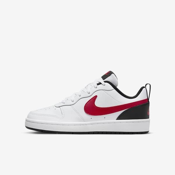 Nike Court Borough Low 2 Older Sneakers Børn Hvide Sort Rød | NK796XYG