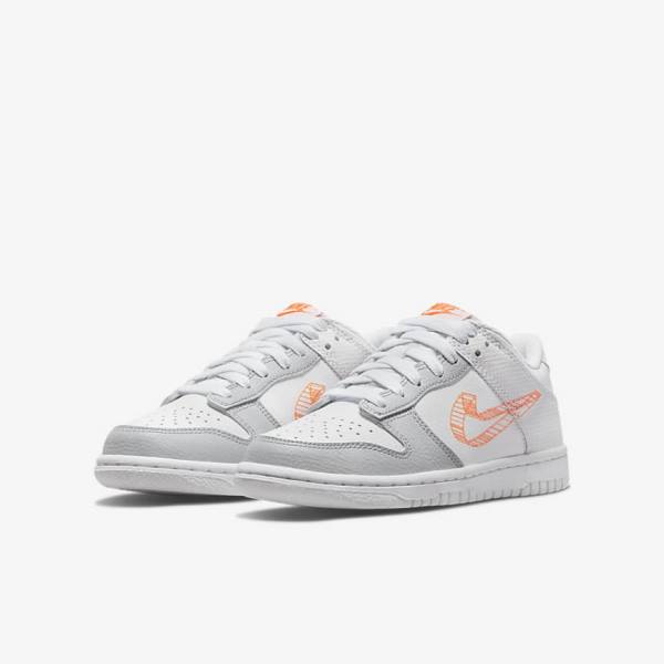 Nike Dunk Low SE Older Sneakers Børn Hvide Platin Orange | NK032JSL