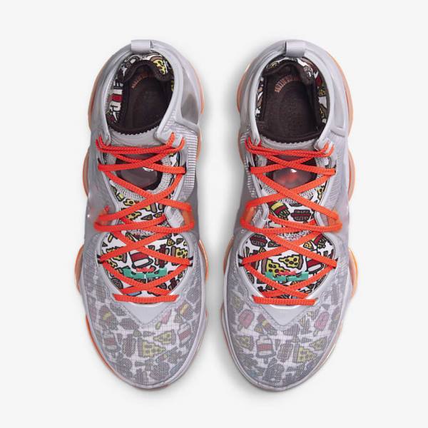 Nike LeBron 19 Basketball Sko Herre Grå Orange Lyserød Grøn | NK073YLM