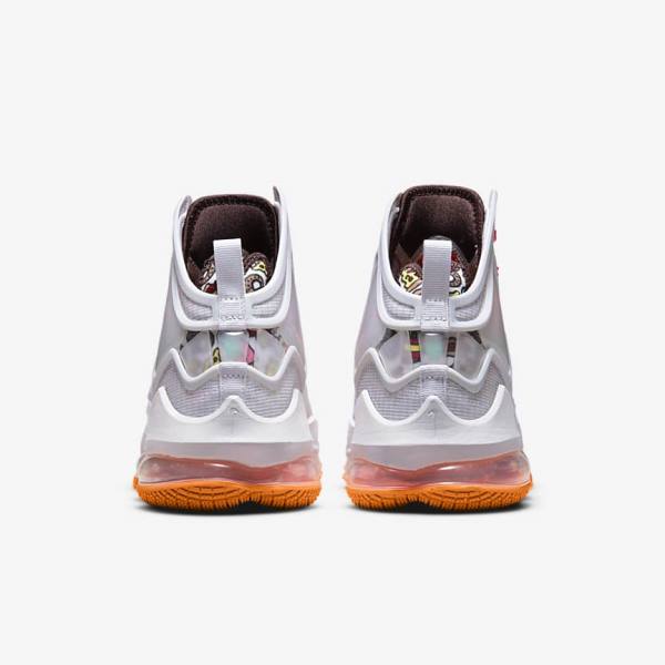 Nike LeBron 19 Basketball Sko Herre Grå Orange Lyserød Grøn | NK073YLM