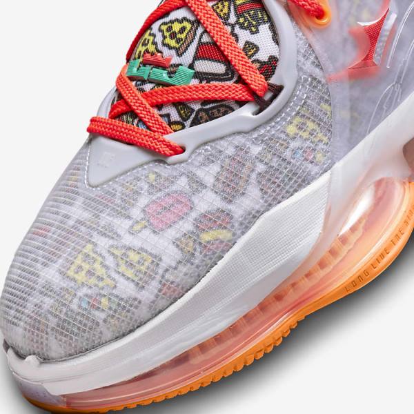 Nike LeBron 19 Basketball Sko Herre Grå Orange Lyserød Grøn | NK073YLM