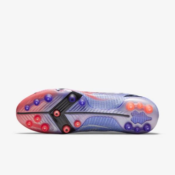 Nike Mercurial Superfly 8 Elite KM AG Artificial-Grass Fodboldsko Herre Indigo Lyserød Metal Sølv | NK031KFT
