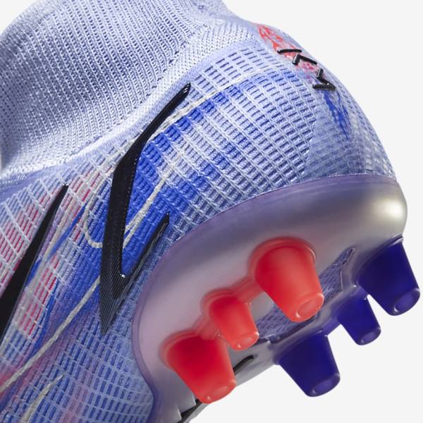 Nike Mercurial Superfly 8 Elite KM AG Artificial-Grass Fodboldsko Herre Indigo Lyserød Metal Sølv | NK031KFT