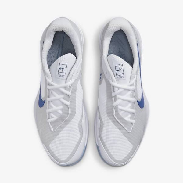 Nike NikeCourt Air Zoom Vapor Pro Hard-Court Tennissko Herre Hvide Grå Mørkeblå | NK312ZQN