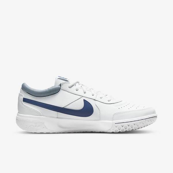 Nike NikeCourt Zoom Lite 3 Hard Court Tennissko Herre Hvide Mørkeblå | NK258SIK
