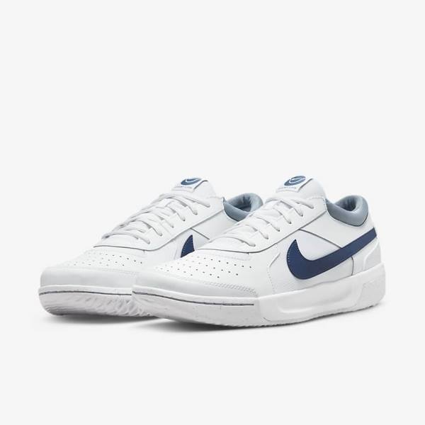 Nike NikeCourt Zoom Lite 3 Hard Court Tennissko Herre Hvide Mørkeblå | NK258SIK