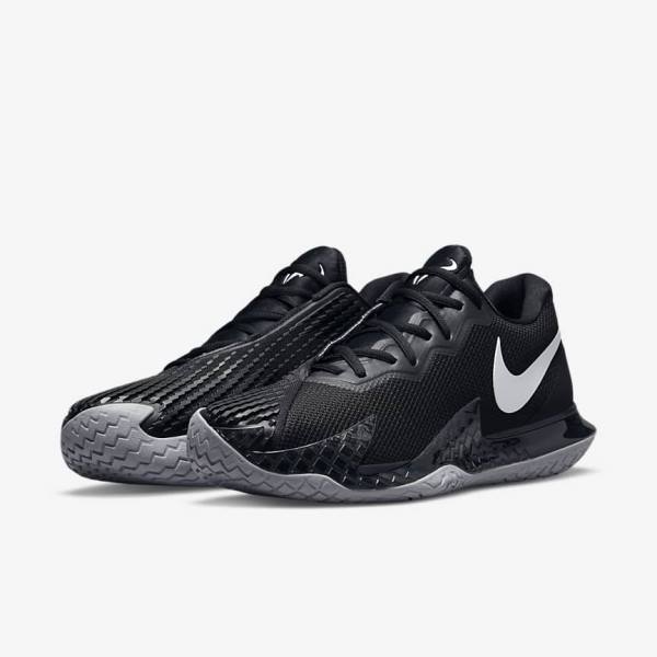 Nike NikeCourt Zoom Vapor Cage 4 Rafa Hard Court Tennissko Herre Sort Metal Sølv | NK671ZPM