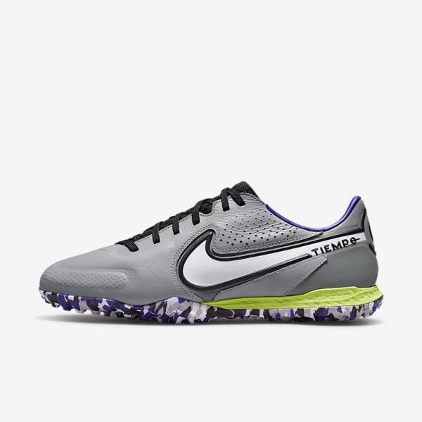 Nike React Tiempo Legend 9 Pro TF Turf Fodboldsko Herre Lysegrå Hvide | NK017ALE