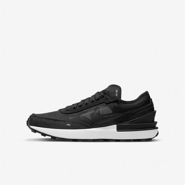 Nike Waffle One Older Sneakers Børn Sort Hvide Orange Sort | NK260AMP