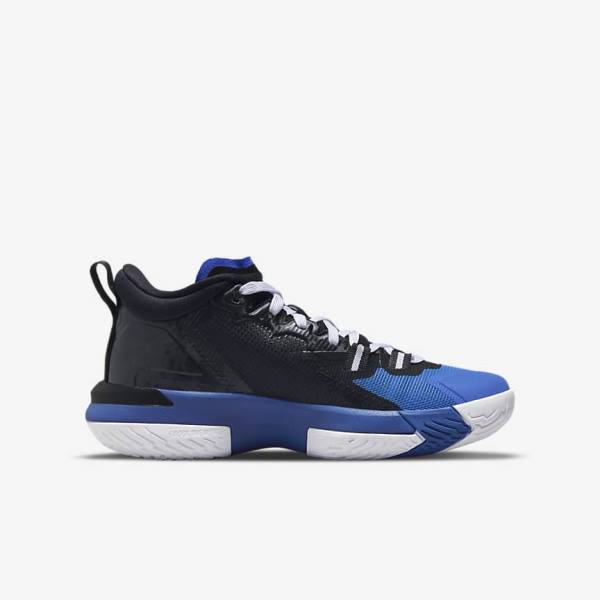 Nike Zion 1 Older Basketball Sko Børn Sort Kongeblå Hvide | NK135QTR