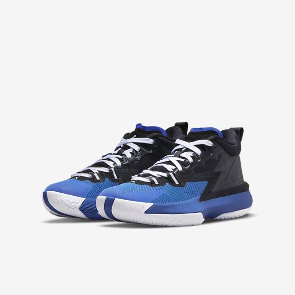 Nike Zion 1 Older Basketball Sko Børn Sort Kongeblå Hvide | NK135QTR