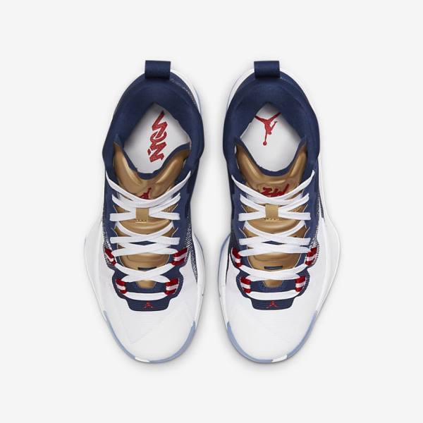 Nike Zion 1 Older Sneakers Børn Blå Hvide Metal Guld Rød | NK103ZJK
