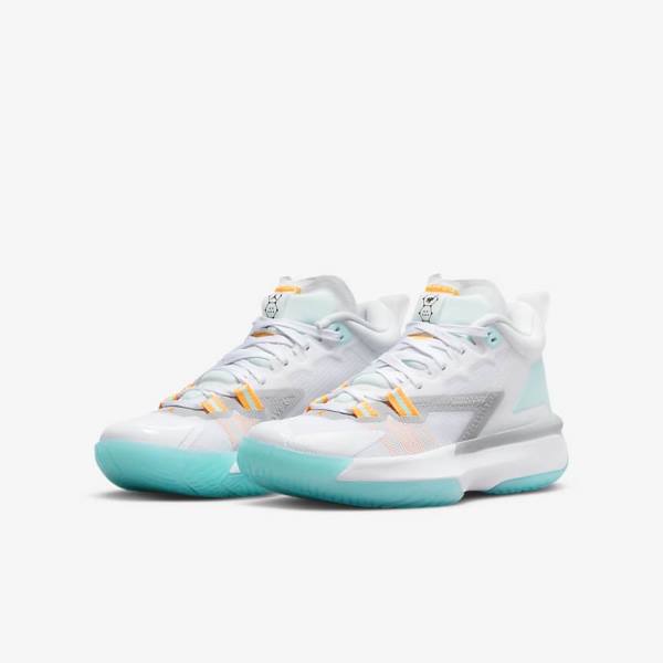 Nike Zion 1 Older Sneakers Børn Hvide Orange Turkis Sort | NK439ERD