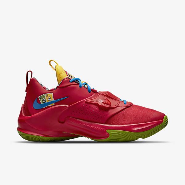 Nike Zoom Freak 3 Basketball Sko Dame Rød Hvide Grøn Sort | NK512ERL