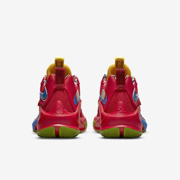 Nike Zoom Freak 3 Basketball Sko Dame Rød Hvide Grøn Sort | NK512ERL