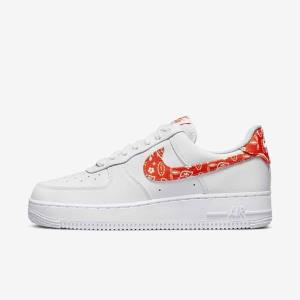 Nike Air Force 1 07 Sneakers Dame Hvide Orange | NK763EVW