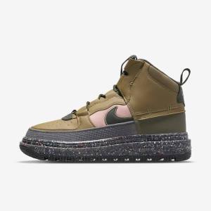 Nike Air Force 1 Boot Sneakers Herre Brune Olivengrøn Lyserød | NK425HBC