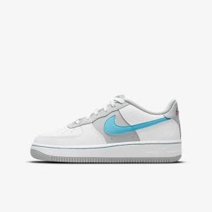 Nike Air Force 1 EMB Older Sneakers Børn Hvide Grå Turkis Blå | NK935GDL