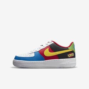 Nike Air Force 1 LV8 Older Sneakers Børn Hvide Rød Kongeblå Guld | NK581RFL