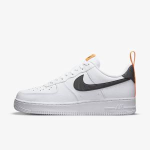 Nike Air Force 1 Sneakers Herre Hvide Orange Sølv Sort | NK472AVM