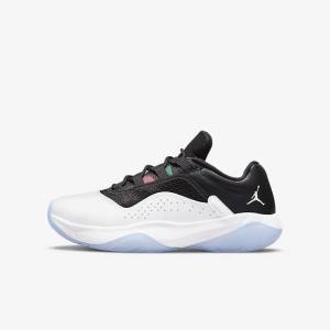 Nike Air Jordan 11 CMFT Low Older Sneakers Børn Hvide Sort Grøn Metal Sølv | NK814YBO