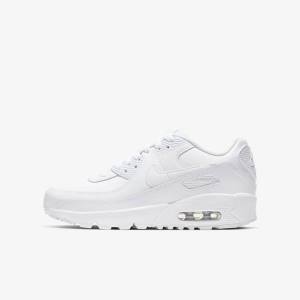 Nike Air Max 90 LTR Older Sneakers Børn Hvide Metal Sølv Hvide | NK397PQH
