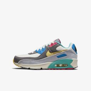 Nike Air Max 90 Older Sneakers Børn Grå Lyserød | NK397HLU
