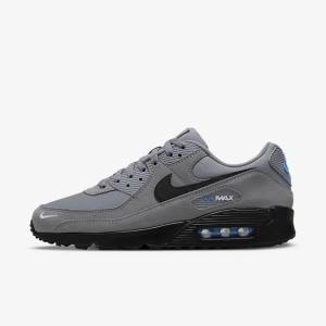 Nike Air Max 90 Sneakers Herre Grå Lyseblå Metal Sølv Sort | NK195QEK