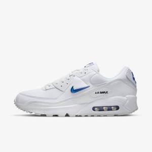 Nike Air Max 90 Sneakers Herre Hvide Sort Kongeblå | NK851GMN